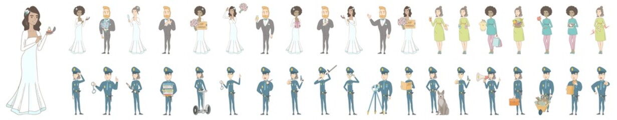 Wedding and parenting characters.