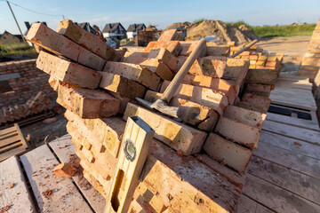 Construction tools on construction site