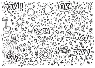 Hand drawn boom vector doodles, cartoon style illustration © katarinalas