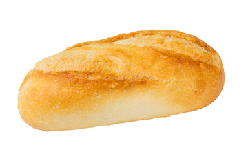 Bread isolated on white, short rye wheat baguette with cereals and corn flour