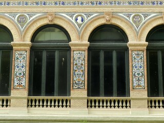 Madrid, Spain, Retiro Park, Velazquez Palace, Detail with Arches