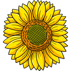 Sunflower Flower Cartoon Colored Clipart 