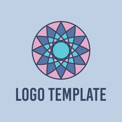 Geometric logo template. Oriental Islamic style. Stained glass. Vector Arabic ornamental symbol. Emblem for luxury products, boutiques, jewelry, oriental cosmetics, hotels, restaurants, shops, stors.