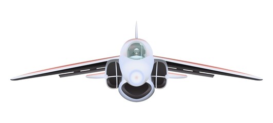 Big white airplane front view. Realistic vector illustration isolated on white background.