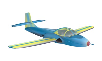 Fototapeta na wymiar Blue small airplane. Vector illustration isolated on white background.