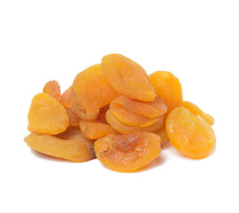 Bunch of dried apricots isolated on white background