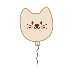 Cute cat balloon. Vector illustration isolated on white background.