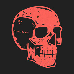 Funny engraved skull. Modern logo.