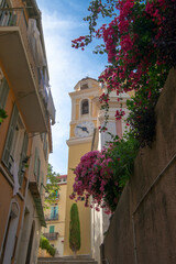 Fototapeta na wymiar Saint-Michel church in Villefranche-sur-Mer on the French Riviera.