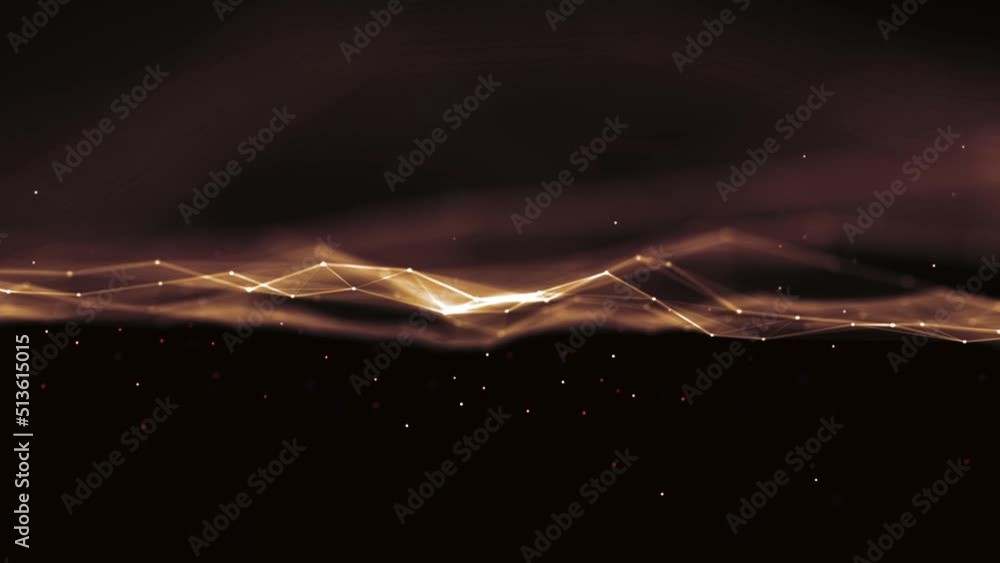 Poster animated neon background frame. moving flow of wave cosmic energy. plexus of stripes, dots. digital 