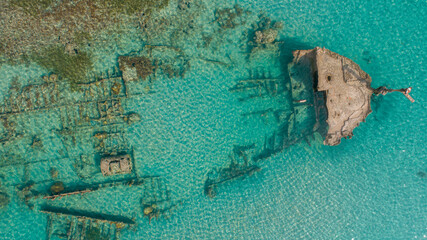 aerial view of the ship wreck in the indian ocean in dar es salaam, Tanzania