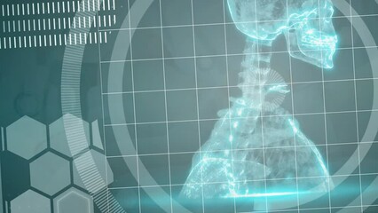 Animation of biological data and network of connections over caucasian woman using smartwatch - Powered by Adobe