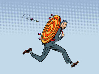 businessman man target runs away target dart target accuracy competition, sports fun and recreation