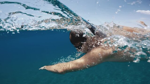 Man swimming in the sea