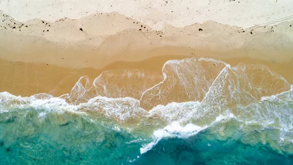 Fotobehang aerial view of the sandy beach and ocean in Zanzibar © STORYTELLER