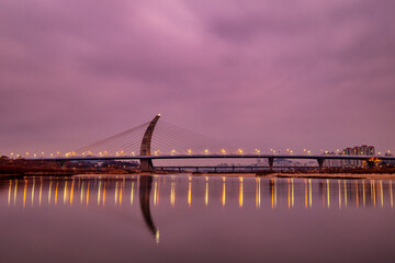 Scenic view of bridge against sky during sunrise