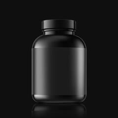 Black huge bottle mockup. Vector illustration isolated on white background. Perfect for medical, cosmetic, pharmacy products. EPS10.	