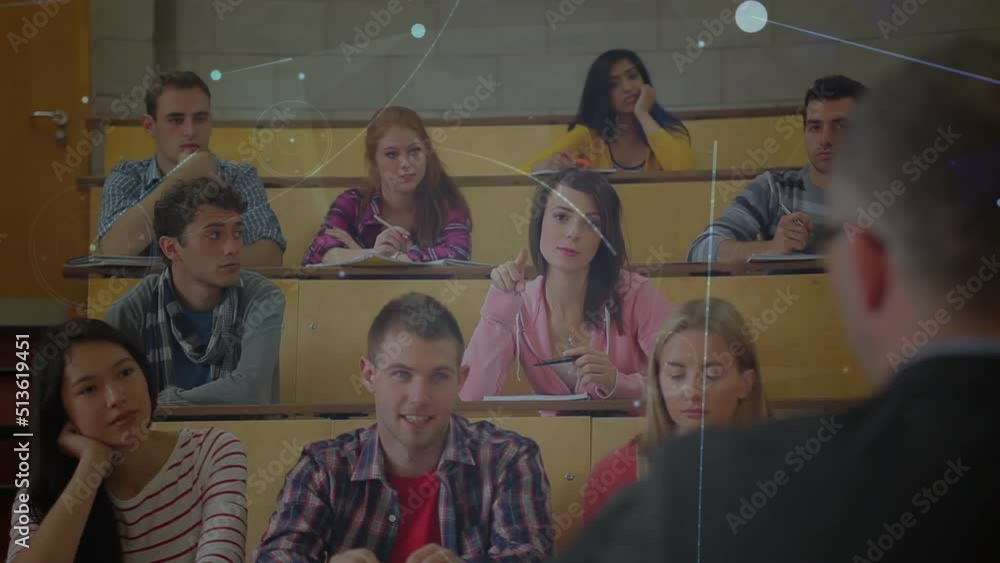 Poster animation of data processing over diverse students learning in classroom