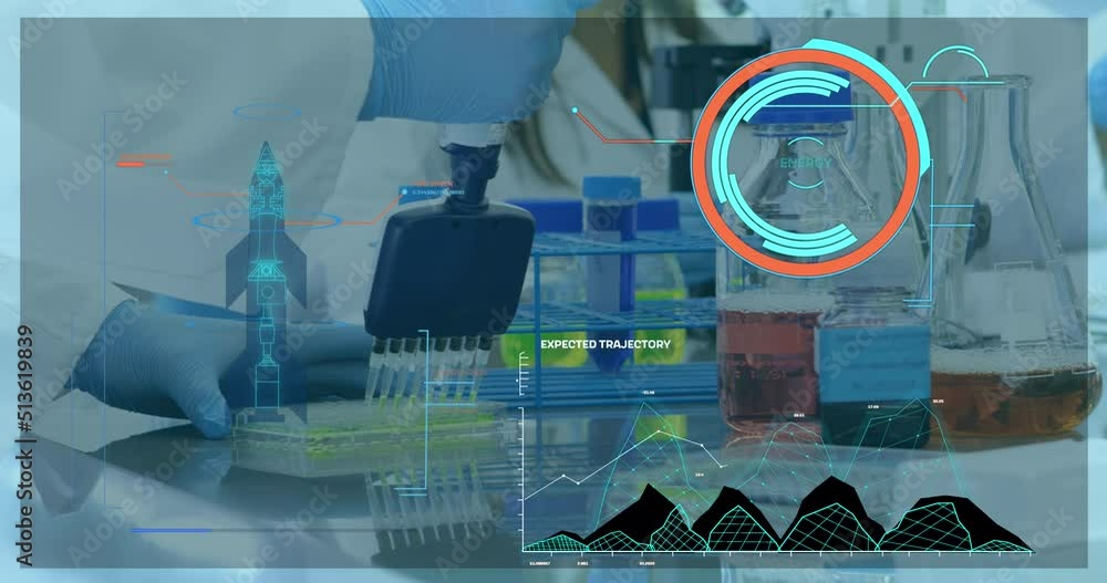 Poster animation of data processing over doctors in lab