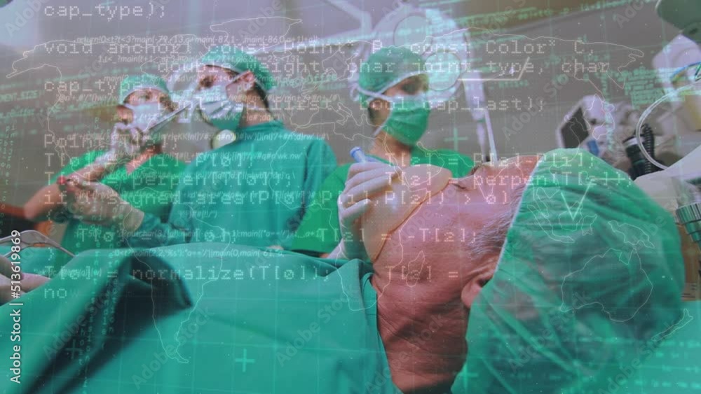 Poster animation of data processing over diverse surgeons during surgery