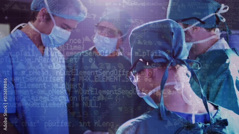 Poster animation of data processing over diverse surgeons during surgery
