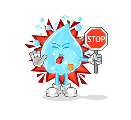 soda water holding stop sign. cartoon mascot vector