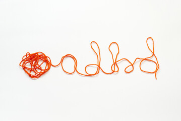 ADHD formed of tangled thread. - obrazy, fototapety, plakaty