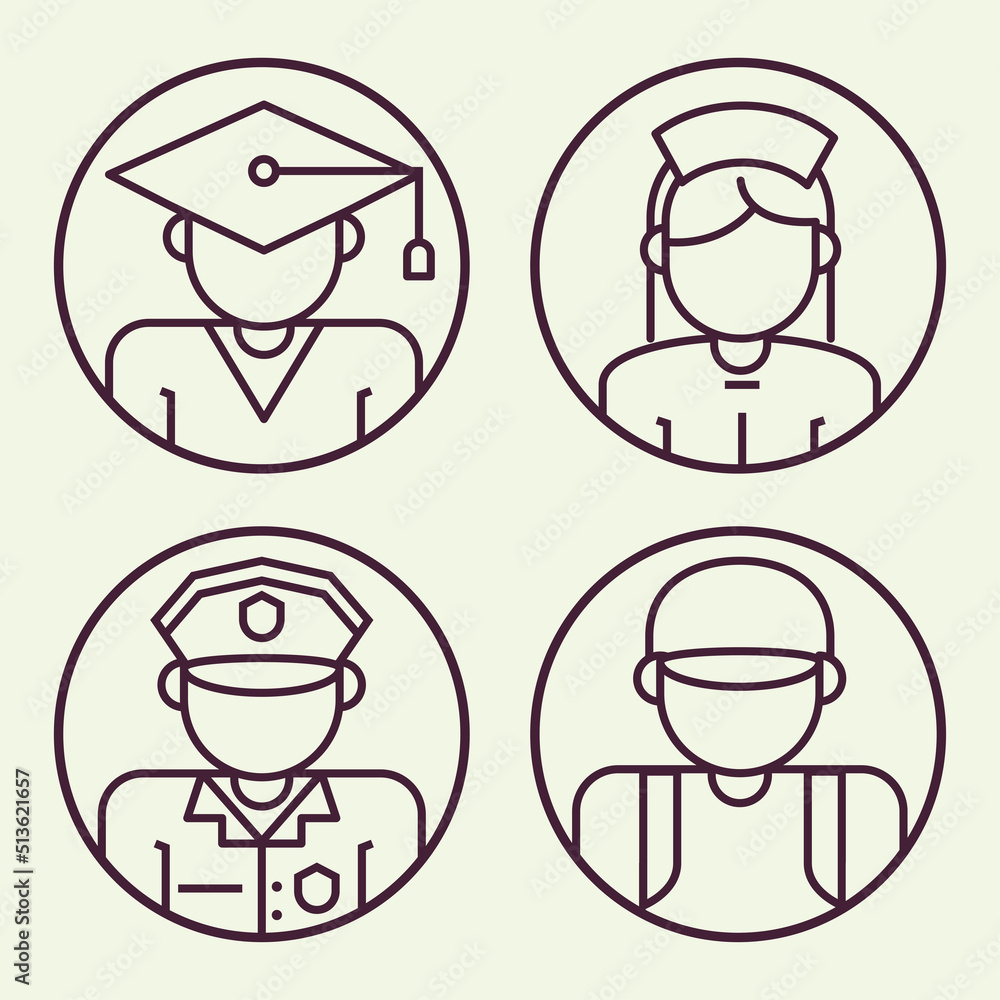 Canvas Prints icons set people professions