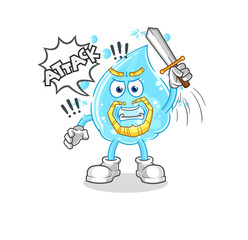 soda water knights attack with sword. cartoon mascot vector