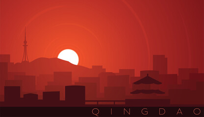 Qingdao Low Sun Skyline Scene