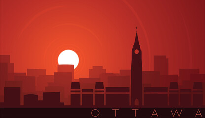 Naklejka premium Ottawa Low Sun Skyline Scene