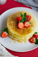 American Pancakes with strawberries 