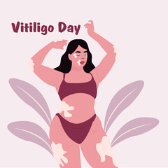 girl, viiligo body, vitiligo day, self-love, carefully, love, beautiful, cute, beautiful girl, body, vector illustration, simple, autoimmune, imbalance, medicine, self-acceptance