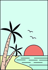 Summer vibes logo palm trees summer , poster