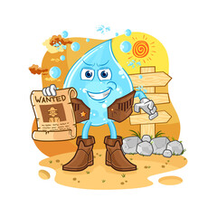 soda water cowboy with wanted paper. cartoon mascot vector