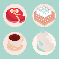 icon set isometric milk