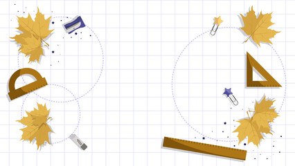 Background for school, school theme, inscription in a notebook, ink drawing, training, lessons, time to study, school doodles