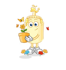mayonnaise with a flower pot. character vector