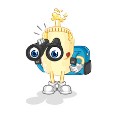 Fototapeta premium mayonnaise with binoculars character. cartoon mascot vector