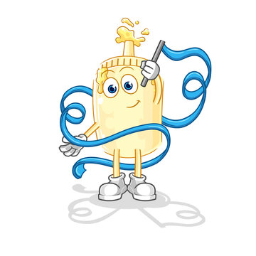 mayonnaise cartoon character with blue ribbon clip art preview