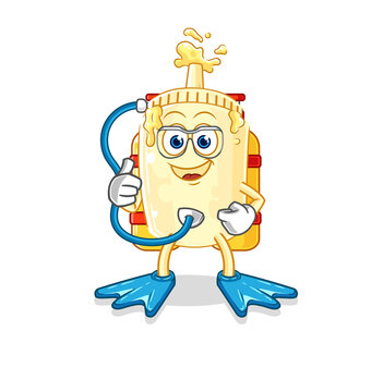 recommend clip art: mayonnaise diver cartoon. cartoon mascot vector