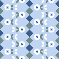 Round triangular geometric seamless pattern for textile and wrapping paper design blue
