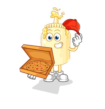 recommend clip art: mayonnaise pizza delivery boy vector. cartoon character