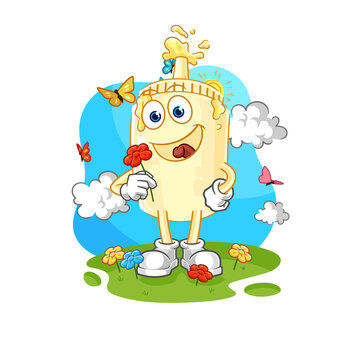 recommend clip art: mayonnaise pick flowers in spring. character vector