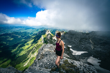 Hiker is exploring the summit of the Öhrli