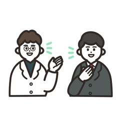 話し合う男性の医者とスーツの男性