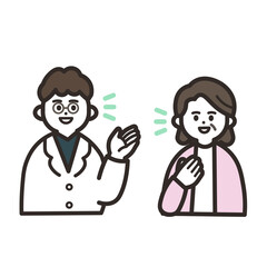 Fototapeta premium 話し合う男性の医者と高齢女性