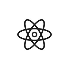 Science and education sign. Minimalistic monochrome vector symbol. Suitable for adverts, sites, articles, books. Vector line icon of react