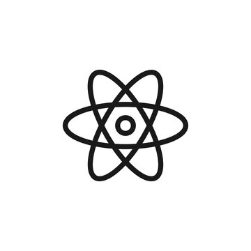 Science and education sign. Minimalistic monochrome vector symbol. Suitable for adverts, sites, articles, books. Vector line icon of react