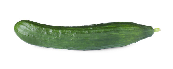 Whole fresh green cucumber isolated on white